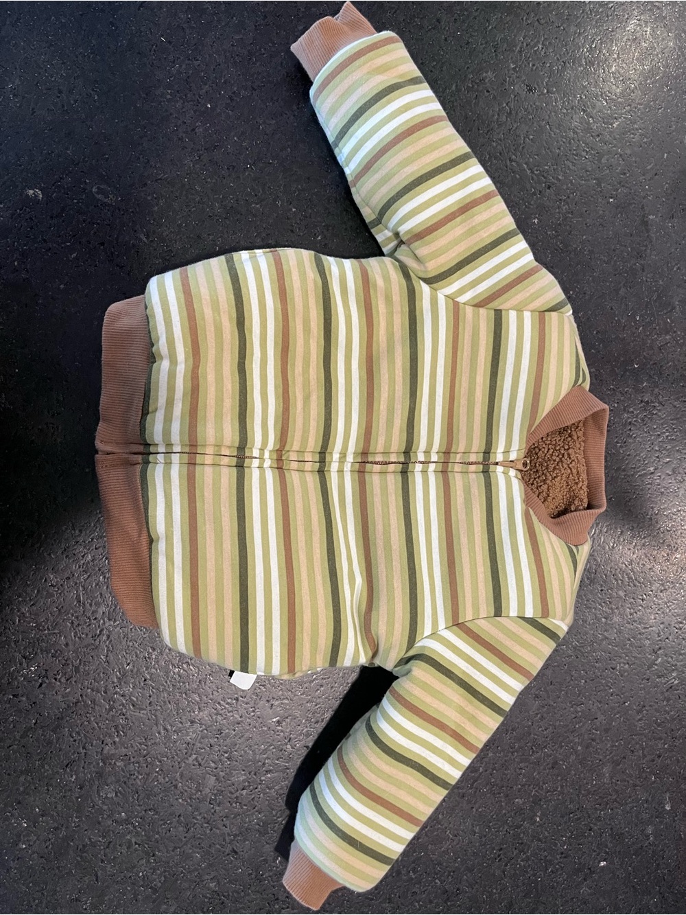 Striped reversible Green & Brown Puffer Jacket for Kids